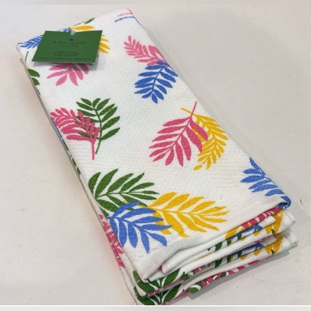 NWT Kate Spade Multi-Colored Fern Print Dishtowel Set